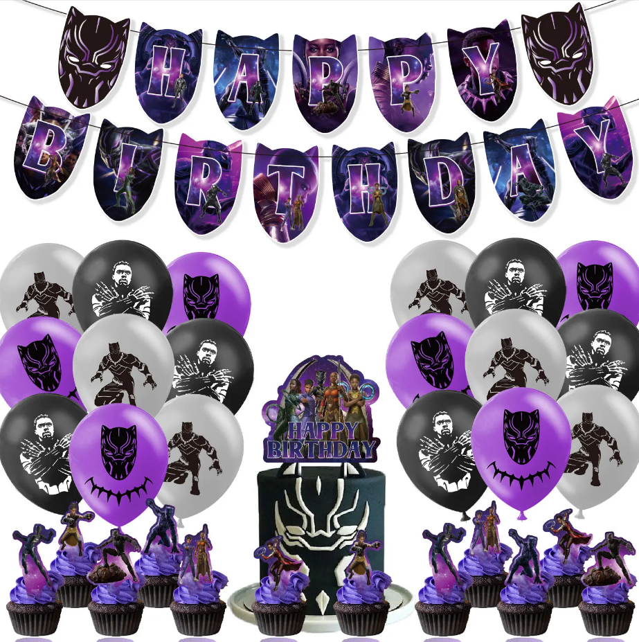 Black Panther Party Decoration Balloon Set Kid Birthday