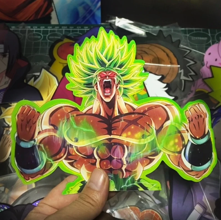 Anime Dragon Ball Magic Sticker 3D Gradient Broly Motion Sticker Creative Car Sticker