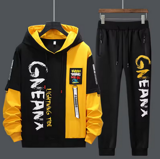 Men Tracksuit Sweat Suits Mens Patchwork