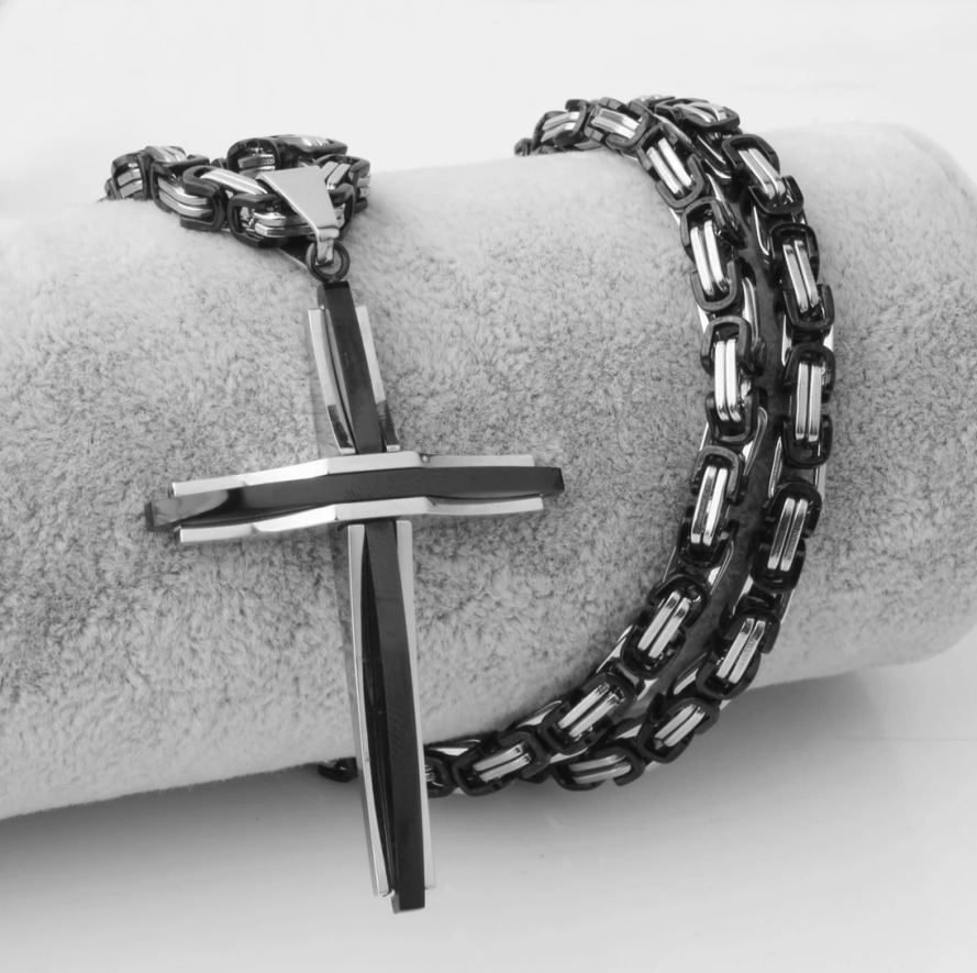 Fashion Jewelry Necklace Mens Chain Stainless Steel Byzantine - DUGO