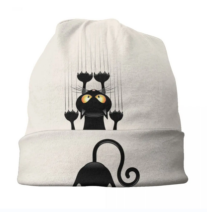 Funny Cartoon Black Cat Skullies Beanies Caps