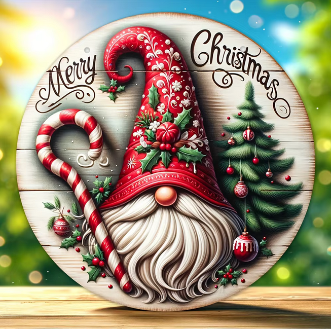 Round Sign Christmas Atmosphere Wooden Decorative Home Wall