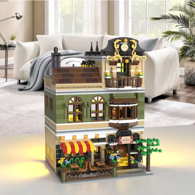 City Restaurant Building Blocks Set With Led Mini Brick Architecture Toy