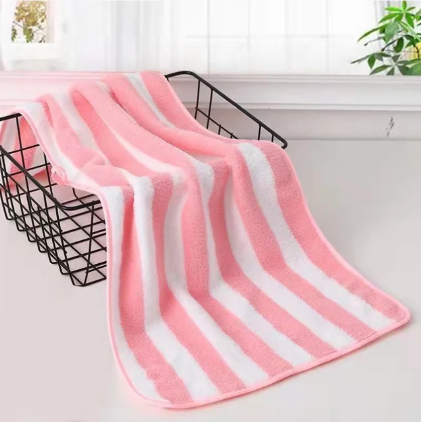 Simple Stripes Absorbent Quick Drying Bath Towel Sets Soft Adults