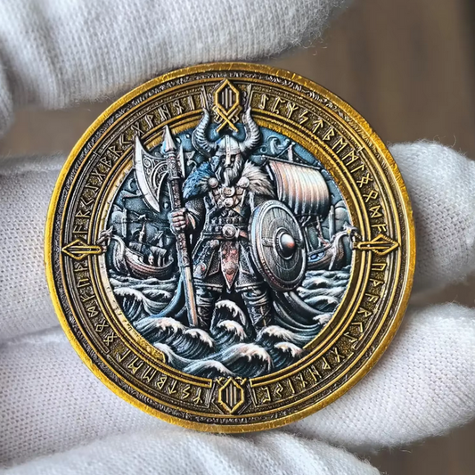 Viking Warrior And Mjolnir Challenge Coin