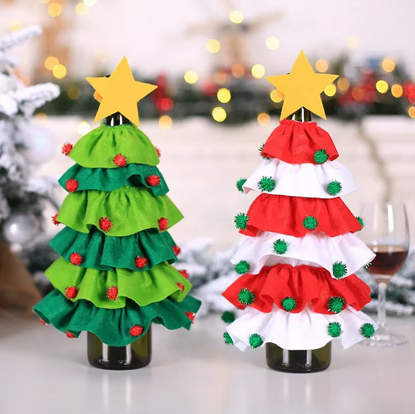 Christmas Decorative Christmas Tree Wine Bottle Covers Bag Red Wine Champagne