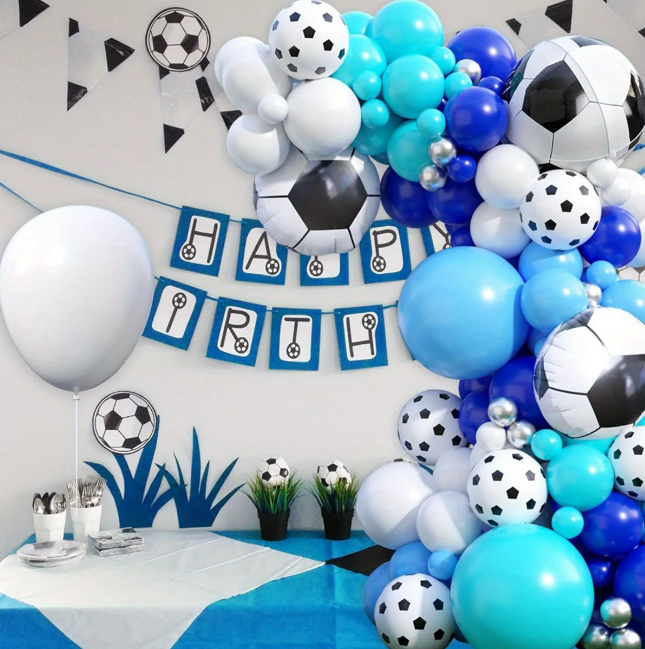 Blue Football Themed Balloon Garland Arch Kit