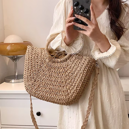 Straw Woven Handbags For Women Handmade Travel Seaside Beach