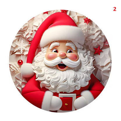 Round Acrylic Santa Claus Hanging Decorative Plaque Christmas Gifts Wall Decoration