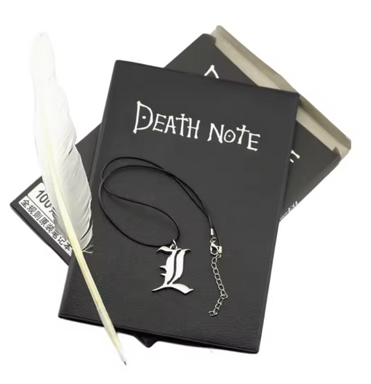 Anime Notebook Set Leather Journal And Necklace Feather Pen Animation Art