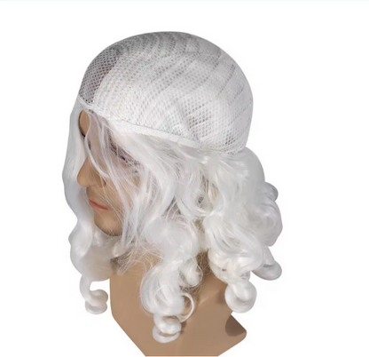 Christmas Cosplay Party Up Accessories Synthetic Wig Long Hair White Santa Claus