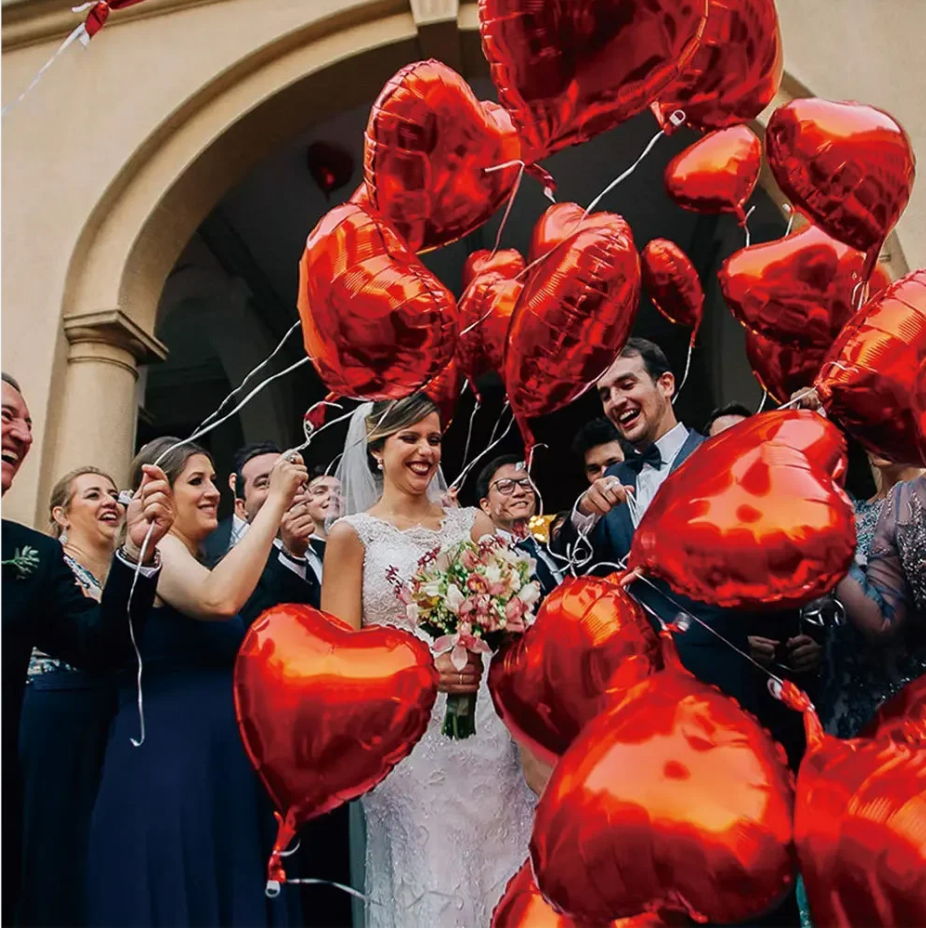 Valentine Day Silver Red Love Aluminum Film Balloon Set Decoration