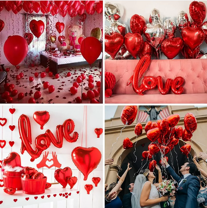 Valentine Day Silver Red Love Aluminum Film Balloon Set Decoration