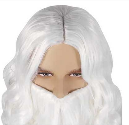 Christmas Cosplay Party Up Accessories Synthetic Wig Long Hair White Santa Claus