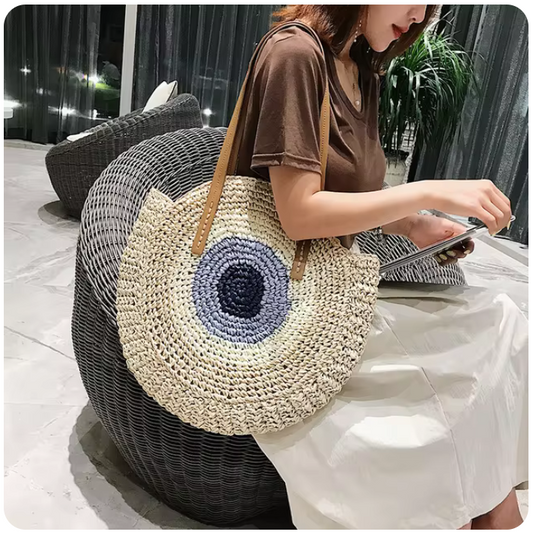 Handbag Large Capacity Round Women Fashionable Straw Woven