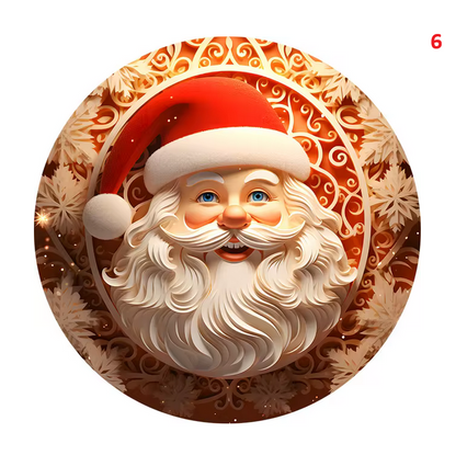 Round Acrylic Santa Claus Hanging Decorative Plaque Christmas Gifts Wall Decoration