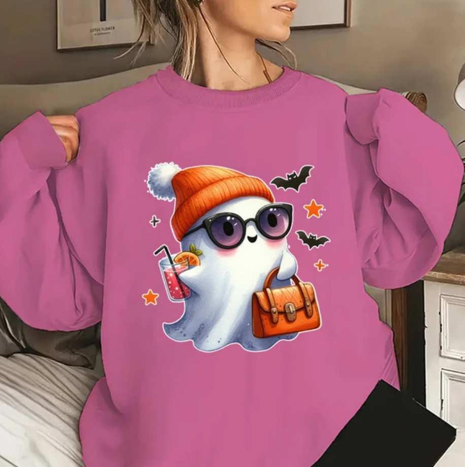 Halloween Ghost Pumpkin Bat Printed Women Sweatshirt Fashion