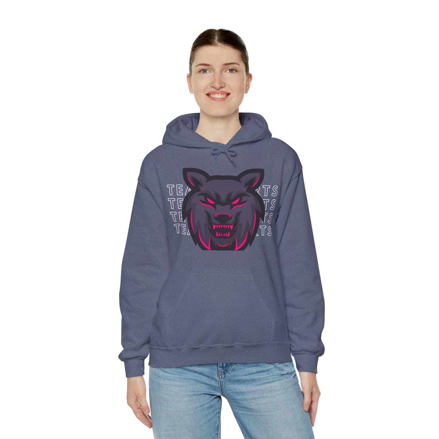 Team Sports Wolf Head Hooded Sweatshirt - DUGO