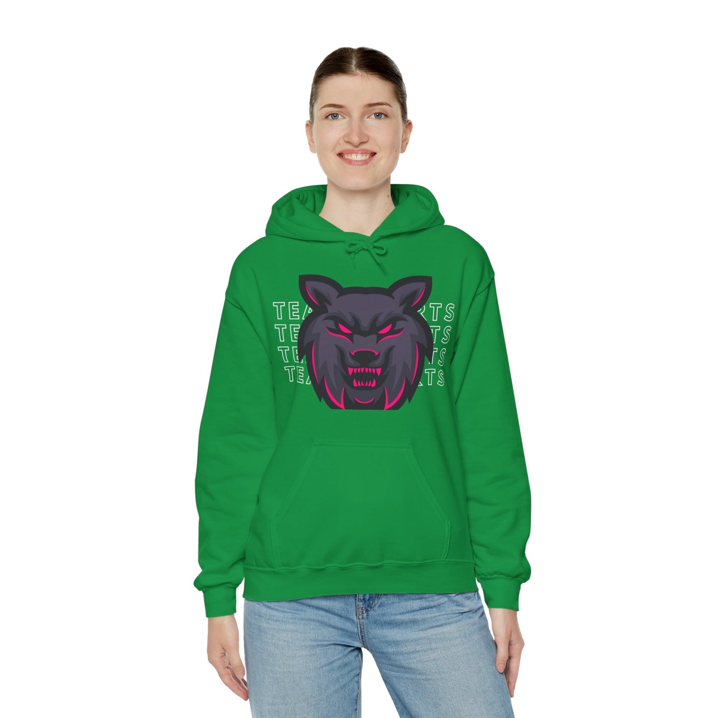 Team Sports Wolf Head Hooded Sweatshirt - DUGO