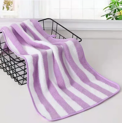 Simple Stripes Absorbent Quick Drying Bath Towel Sets Soft Adults