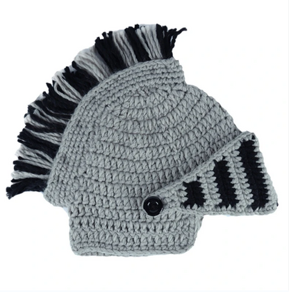 Funny Chunky Knit Roman Knight Helmet Hat Contrast Color