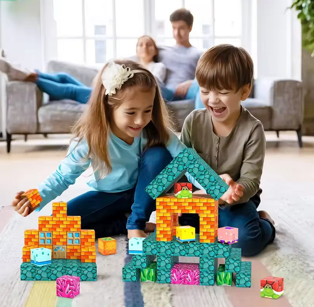 Magnetic Blocks Build Mine Magnet World Ocean Set Stem Sensory Cubes Construction Toys