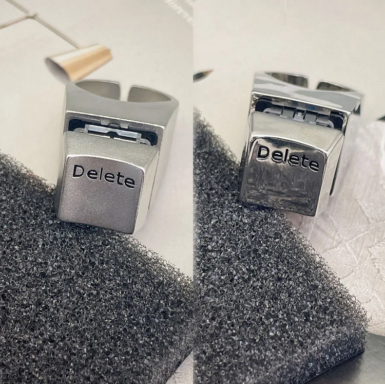 Delete Keycap Ring Funny Adjustable Keyboard Key Ring for Anxiety Relief