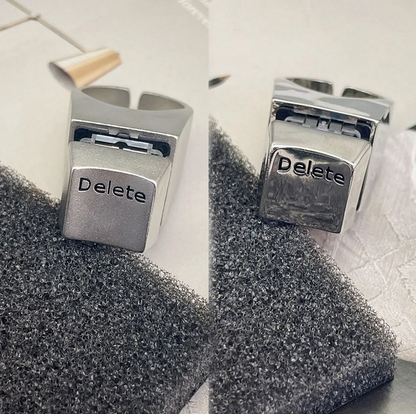 Delete Keycap Ring Funny Adjustable Keyboard Key Ring for Anxiety Relief