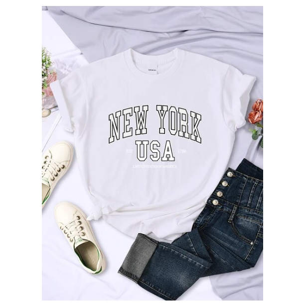 New York Usa Est 1788 Street City Letter Women Tshirt