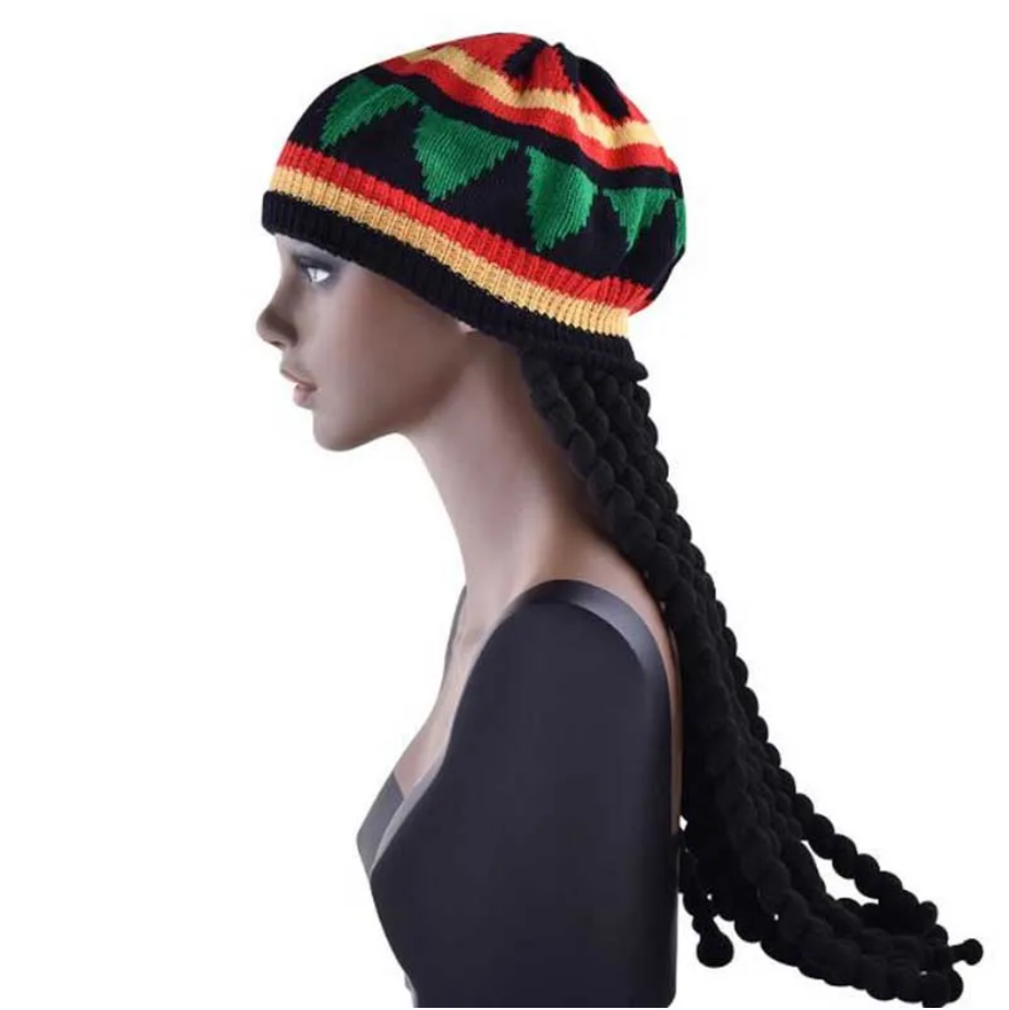 Wig Braids Hat Hip Hop Hat Knit