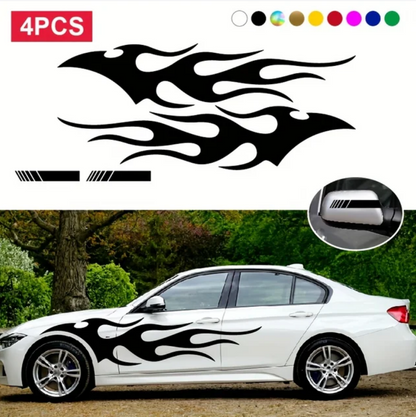 Fashion Car Stickers Flames Flaming Auto Body Stickers Stripe Car Door Decals Waterproof Decorative Rearview Mirrror Decal