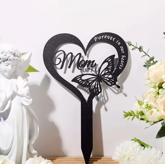 Butterfly Grave Marker for Dad Waterproof Metal Cemetery Memorial Decor