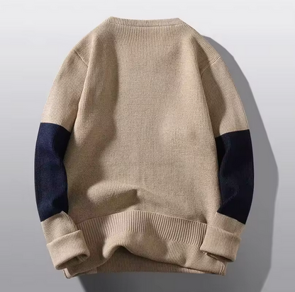 Autumn Winter Men Sweater Patchwork Knit Casual