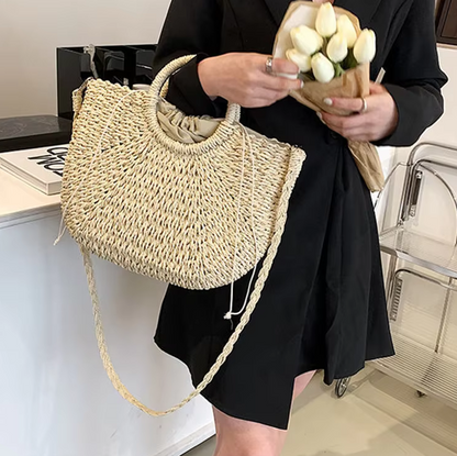 Straw Woven Handbags For Women Handmade Travel Seaside Beach