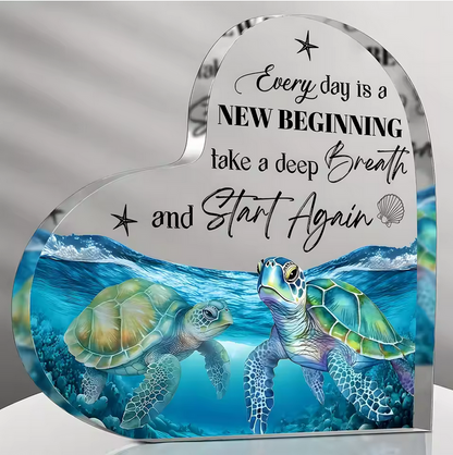 Blue Sea Turtle Acrylic Tabletop Decoration