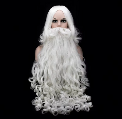 Christmas Cosplay Synthetic Wig Short Hair White Santa Claus Beard