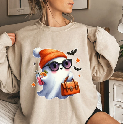 Halloween Ghost Pumpkin Bat Printed Women Sweatshirt Fashion