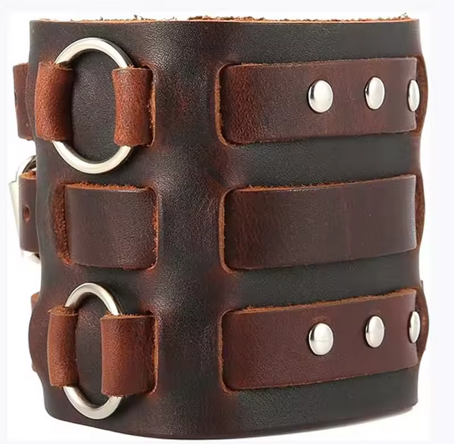 Wide Cuff Wrap Gothic Wristband Punk Rock Biker Wide Strap Leather Bracelet