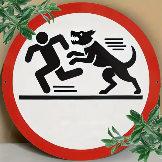 Durable Round Dog Warning Sign Easy to Hang, Waterproof Home Wall Decor