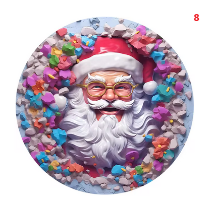 Round Acrylic Santa Claus Hanging Decorative Plaque Christmas Gifts Wall Decoration