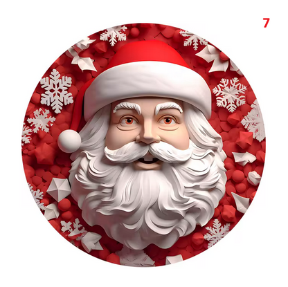 Round Acrylic Santa Claus Hanging Decorative Plaque Christmas Gifts Wall Decoration