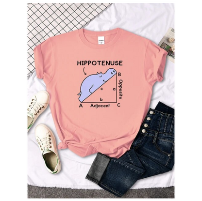 Women Tshirt Hippo Sleeping On Math Problem