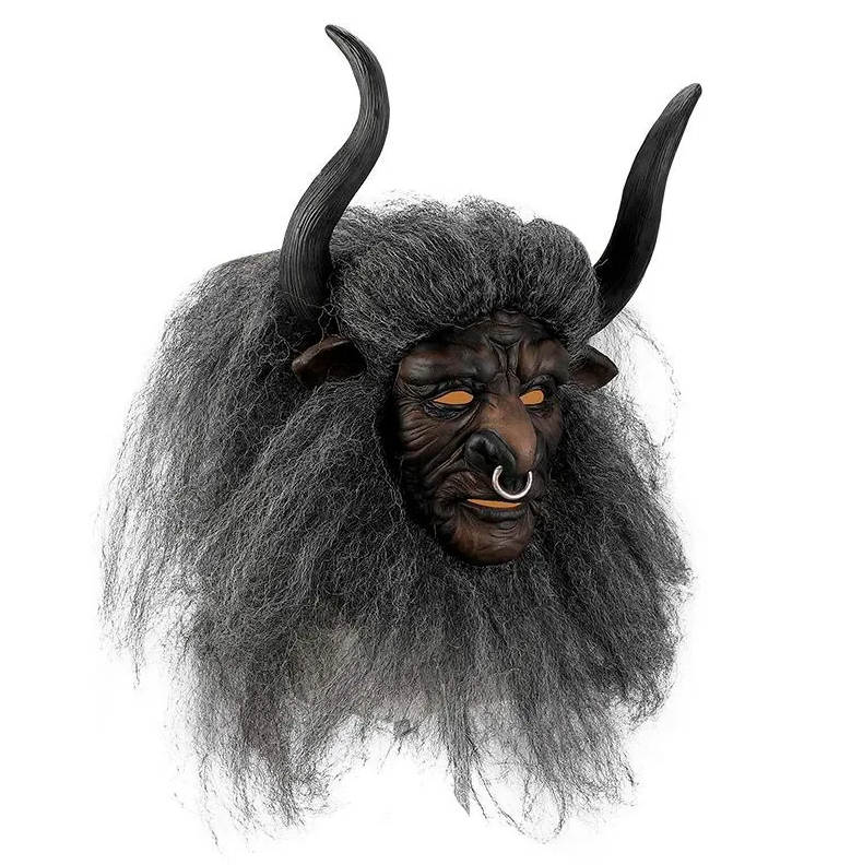 Bull Demon King Party Mask With Hair And Horn Role Playing Mask Halloween Costume