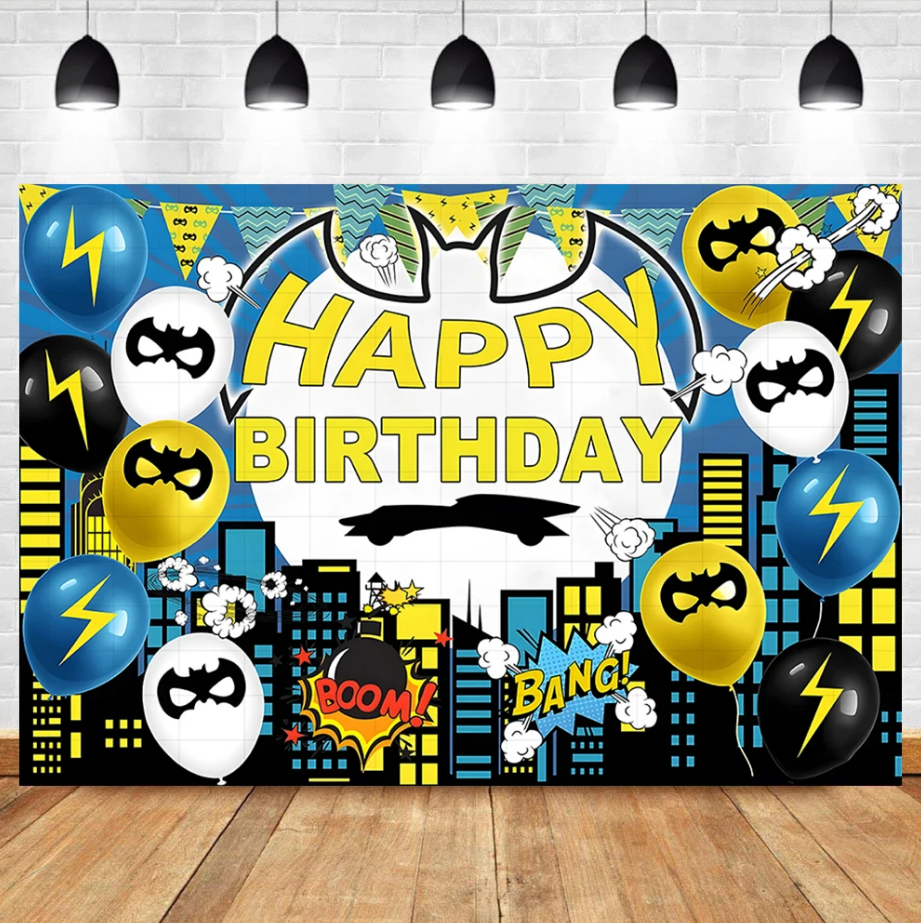 Marvel Batman Custom Background Boy Children Birthday Party Decoration Funny