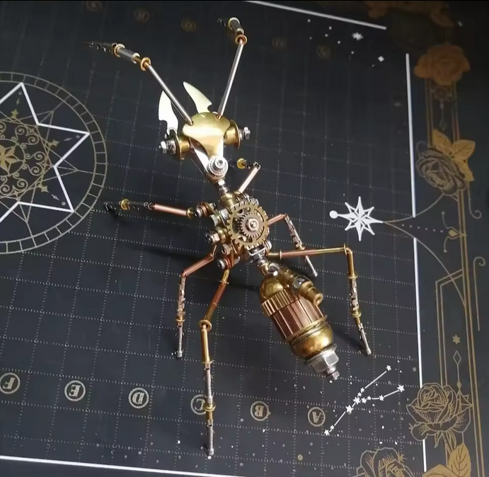 Steampunk Mechanical Ant Model Gold Metal Assembly Kit