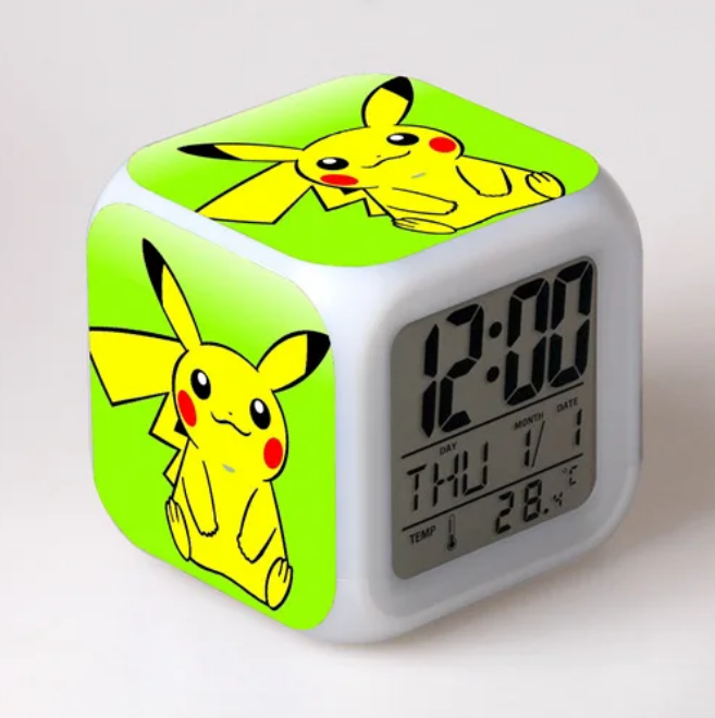 Pikachu Pokemon Luminous LED Colorful Flash Alarm Clock