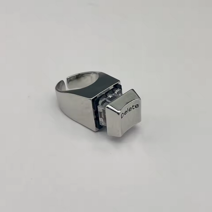 Delete Keycap Ring Funny Adjustable Keyboard Key Ring for Anxiety Relief
