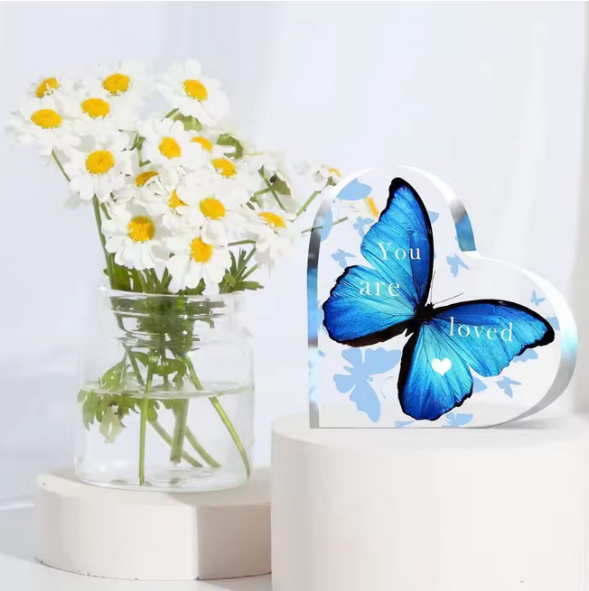 Butterfly Heart Acrylic Gift Inspiring Desktop Decoration