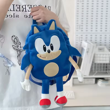 Sonic Backpack Game Anime Plushie Travel Bag Cartoon Soft Plush Kids Schoolbag