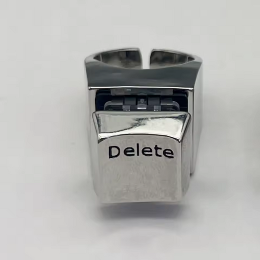 Delete Keycap Ring Funny Adjustable Keyboard Key Ring for Anxiety Relief